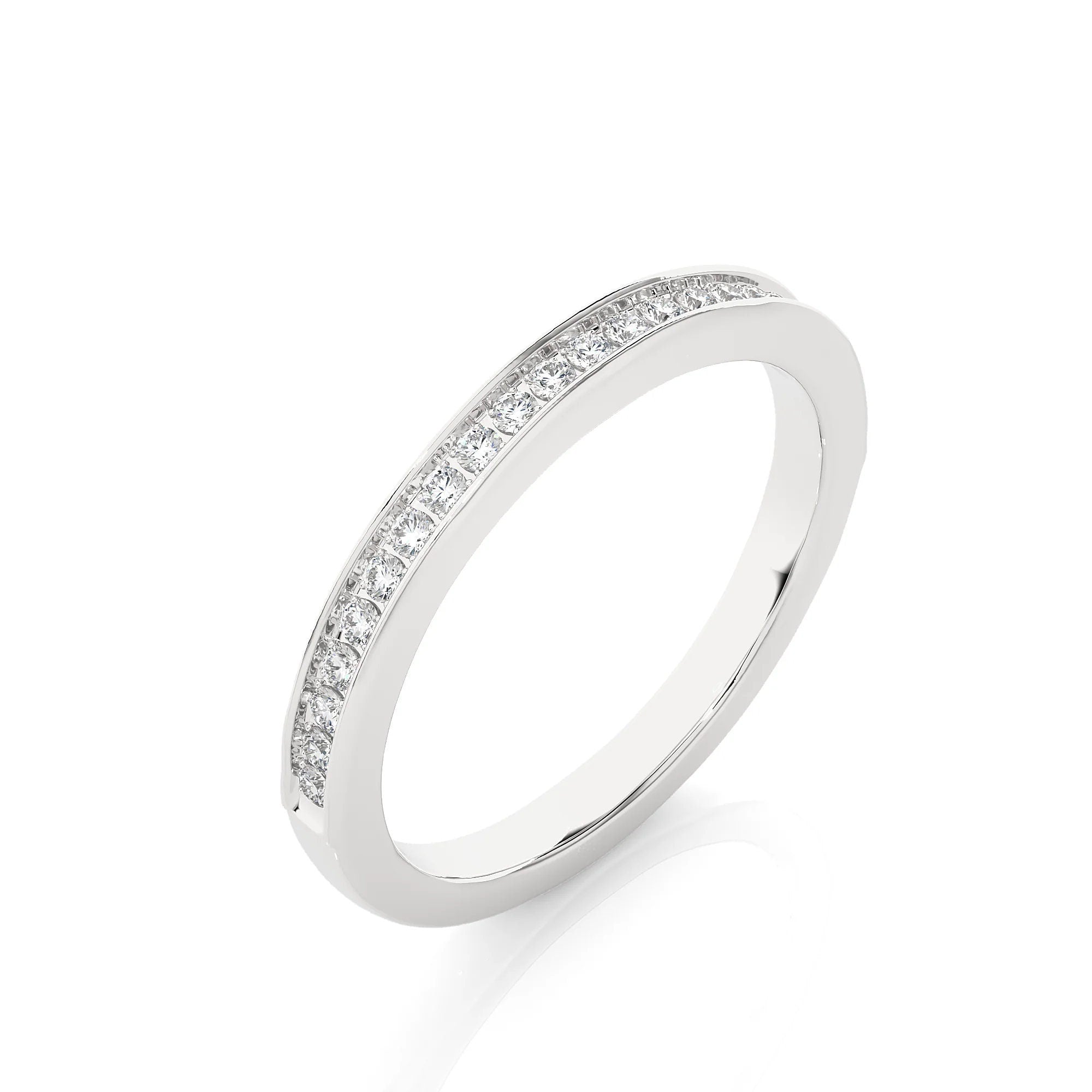 1.75mm Micro Pavé EF VS/SI Lab-Grown Diamond Eternity Ring – Delicate Half Eternity Wedding Band, Stackable Anniversary Gift for Her