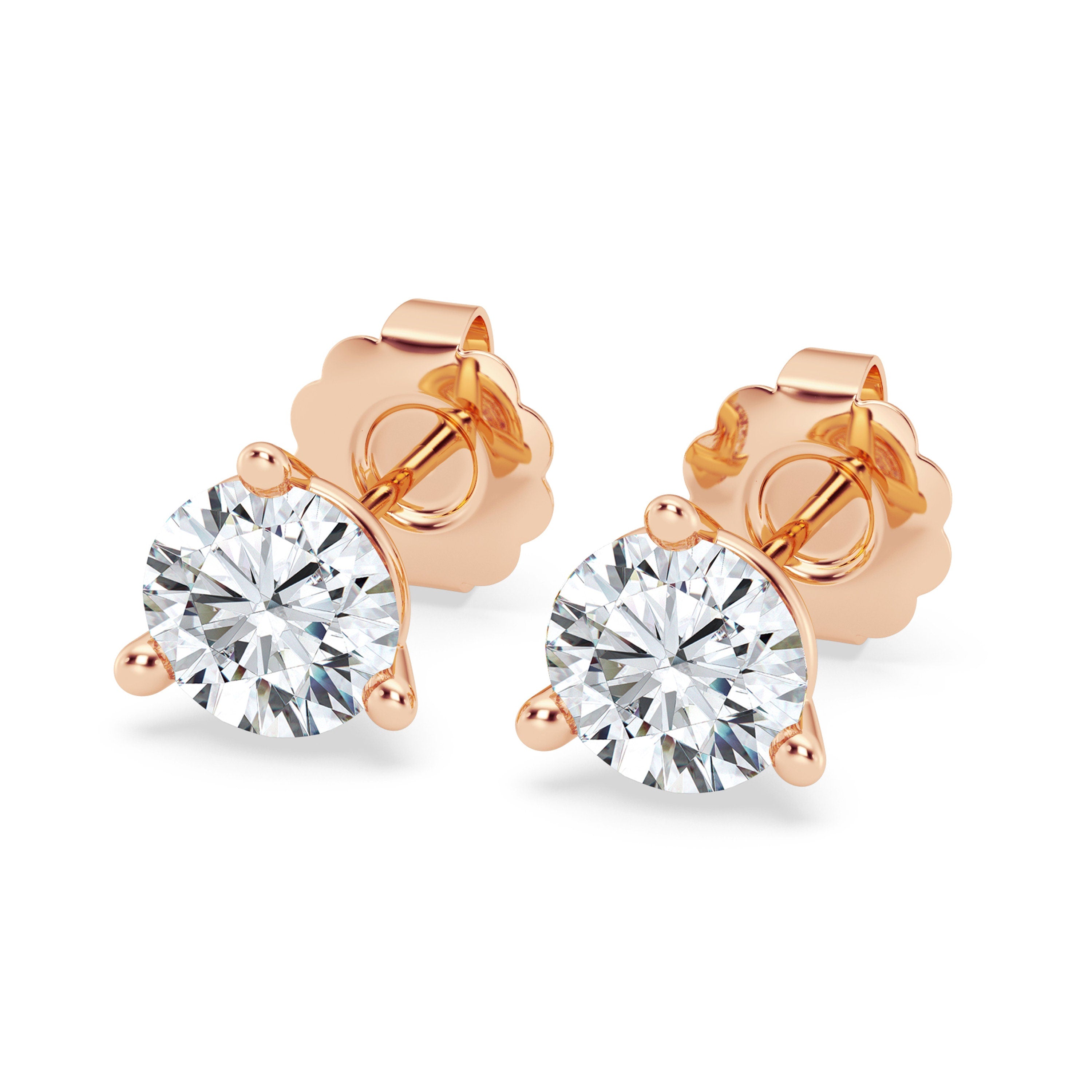 0.25 - 4.00 Carat Round EF VS/SI Lab Grown Diamond Martini Stud Earrings Elegant 14K Gold