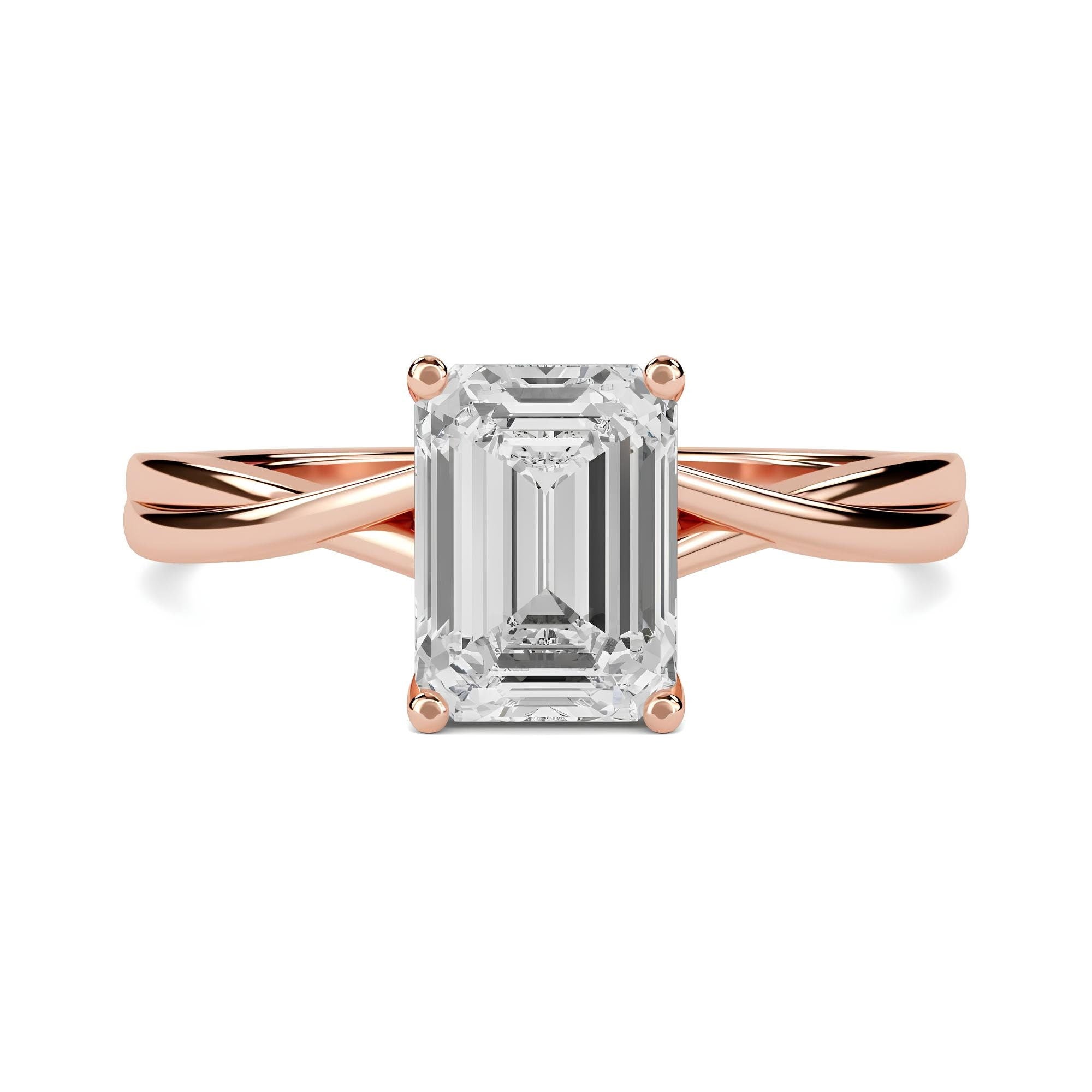 1.00 Ct Emerald Cut Lab-Grown Diamond Solitaire Engagement Ring EF VS/SI Certified Diamond in 14K Gold or Platinum