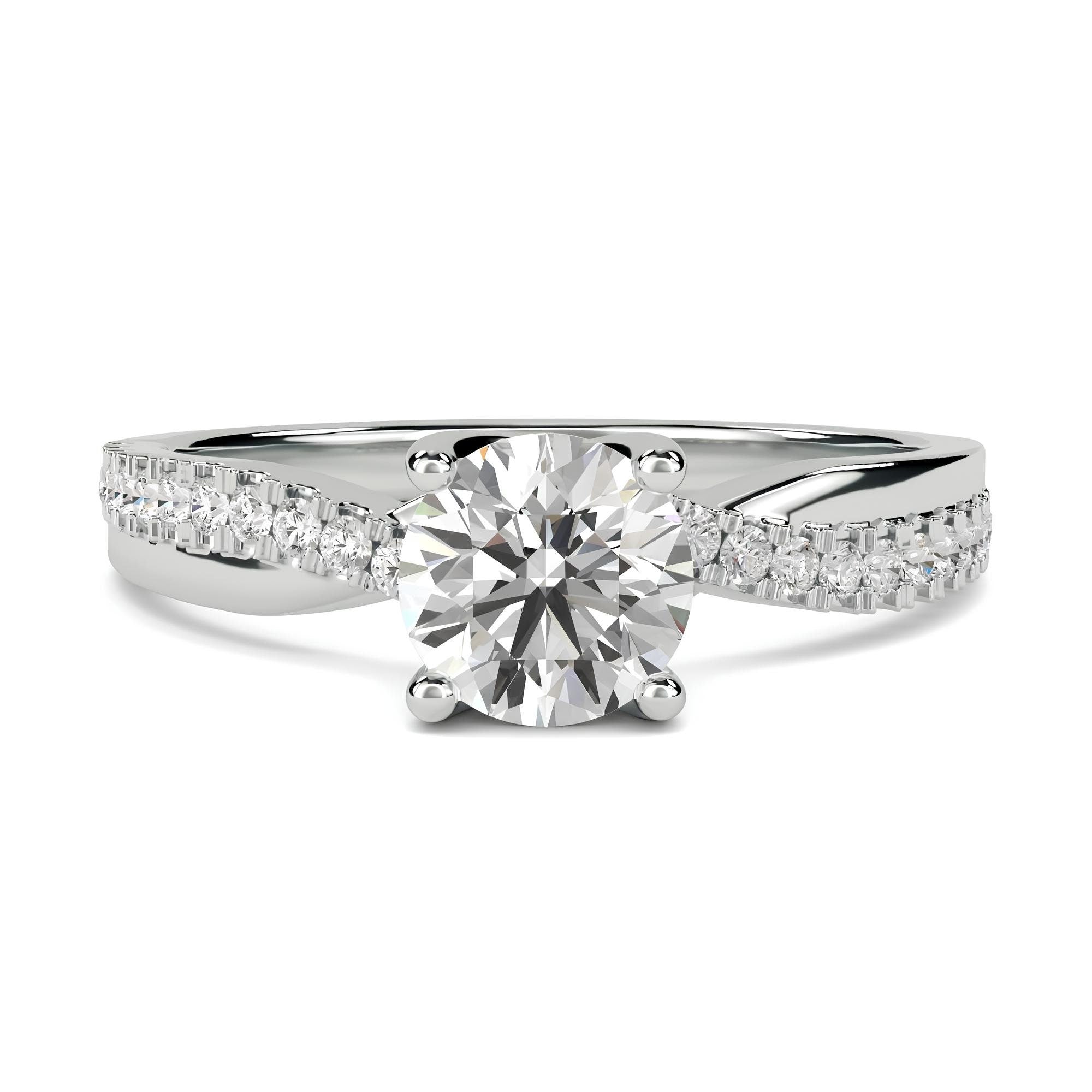 Timeless Elegance: EF VS/SI Lab-Grown Diamond Twisted Solitaire Engagement Ring in 14K Gold & Platinum – Perfect Anniversary or Wedding Gift for Her