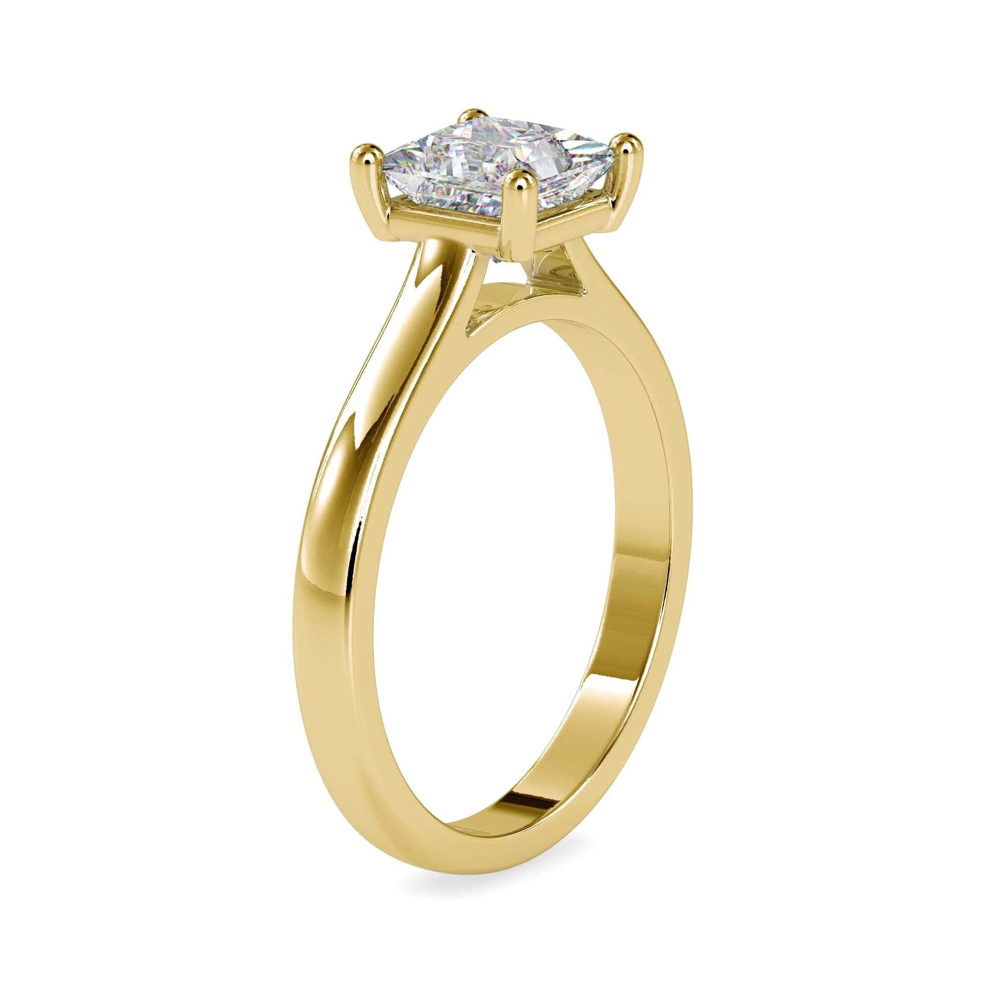 Certified 1.25 Ct EF VS/SI Lab-Grown Princess Diamond Solitaire Engagement Ring – 14K Solid Gold or Platinum – Elegant Wedding & Anniversary Ring