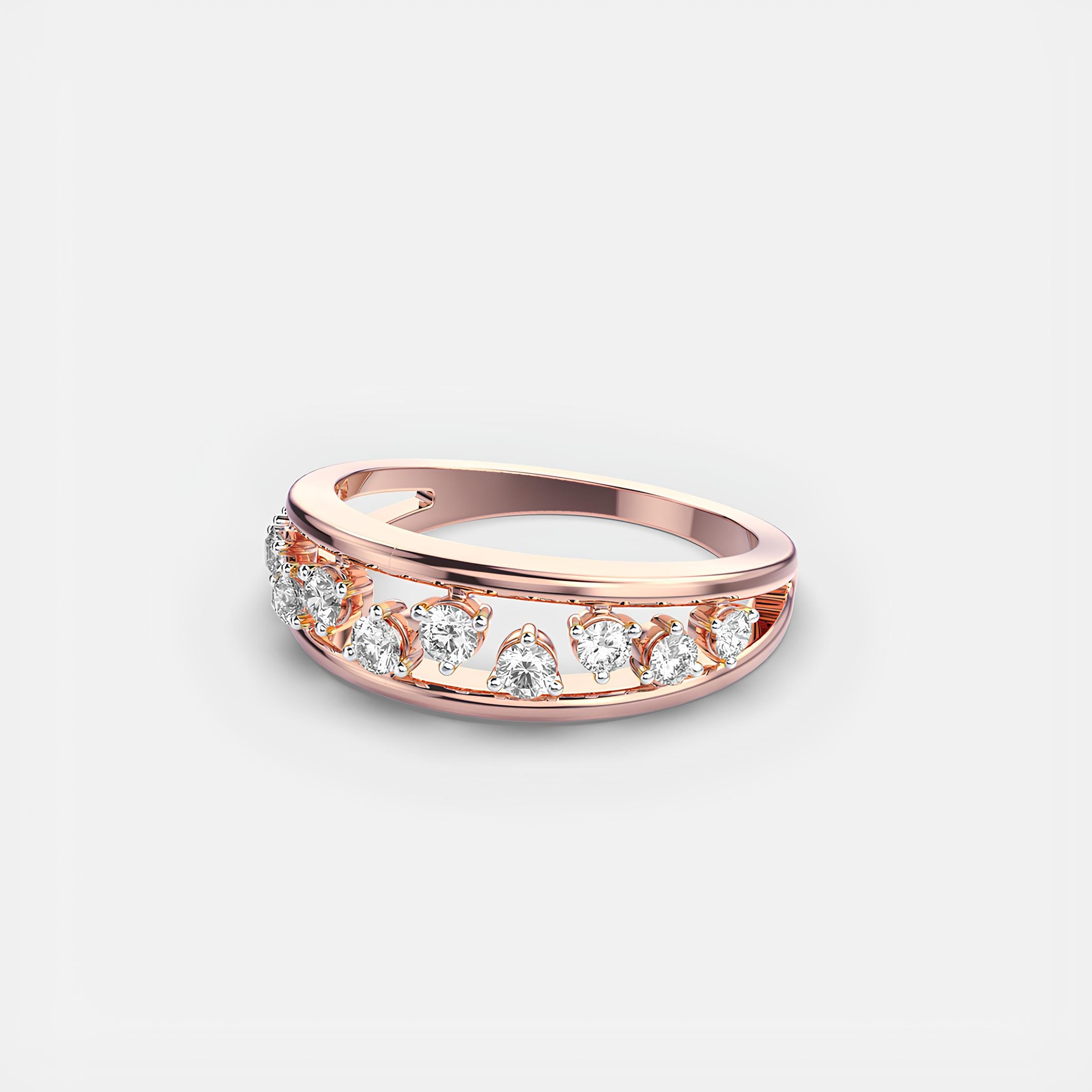 Valentine Forever EF Lab Grown Diamond Half Eternity Wedding Band 14K Solid Gold