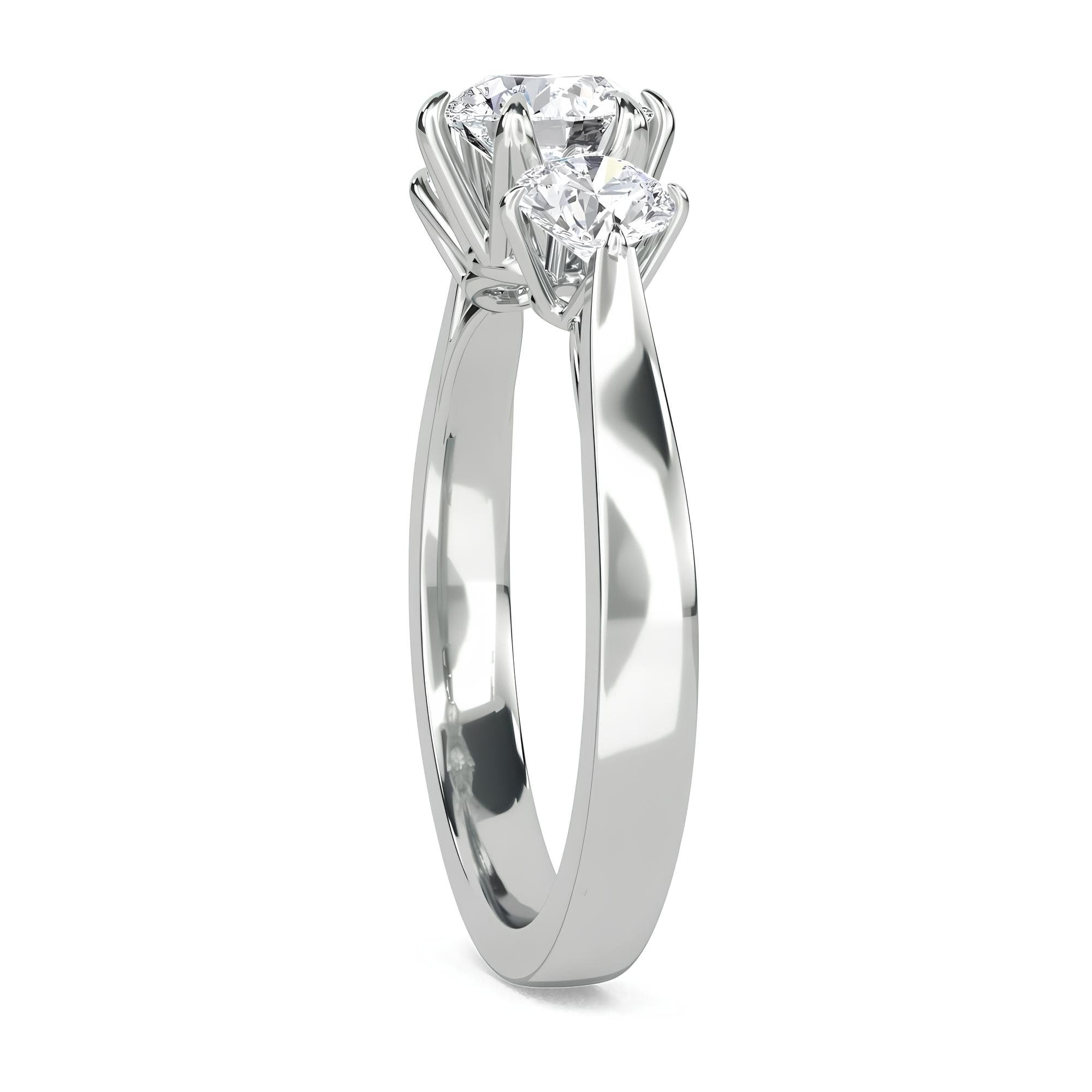 Three-Stone Round Diamond Engagement Ring – EF VS/SI Lab-Created Diamonds in 14K Gold