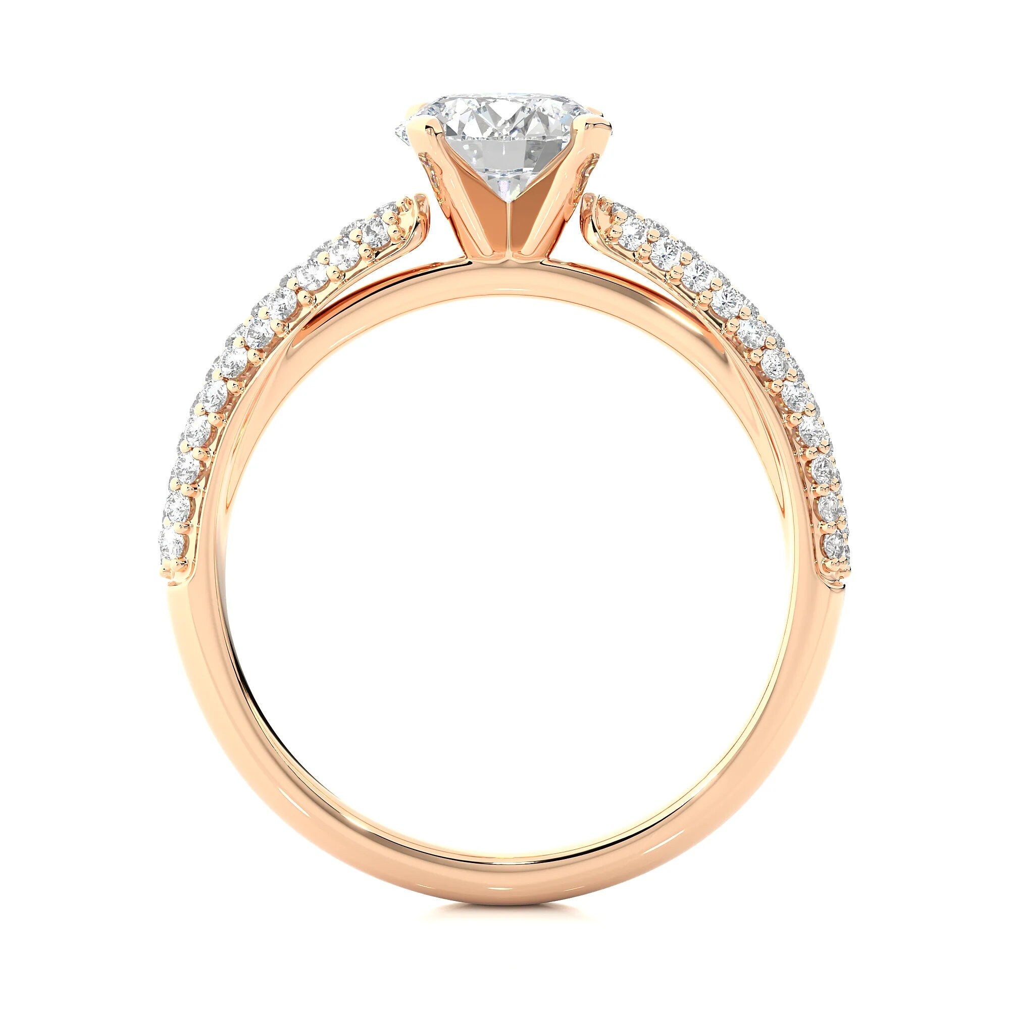 Exclusive Certified EF VS/SI Lab-Grown Diamond Three-Row Wedding Band IGI Certified Solitaire Engagement Ring in Luxe 14K Gold
