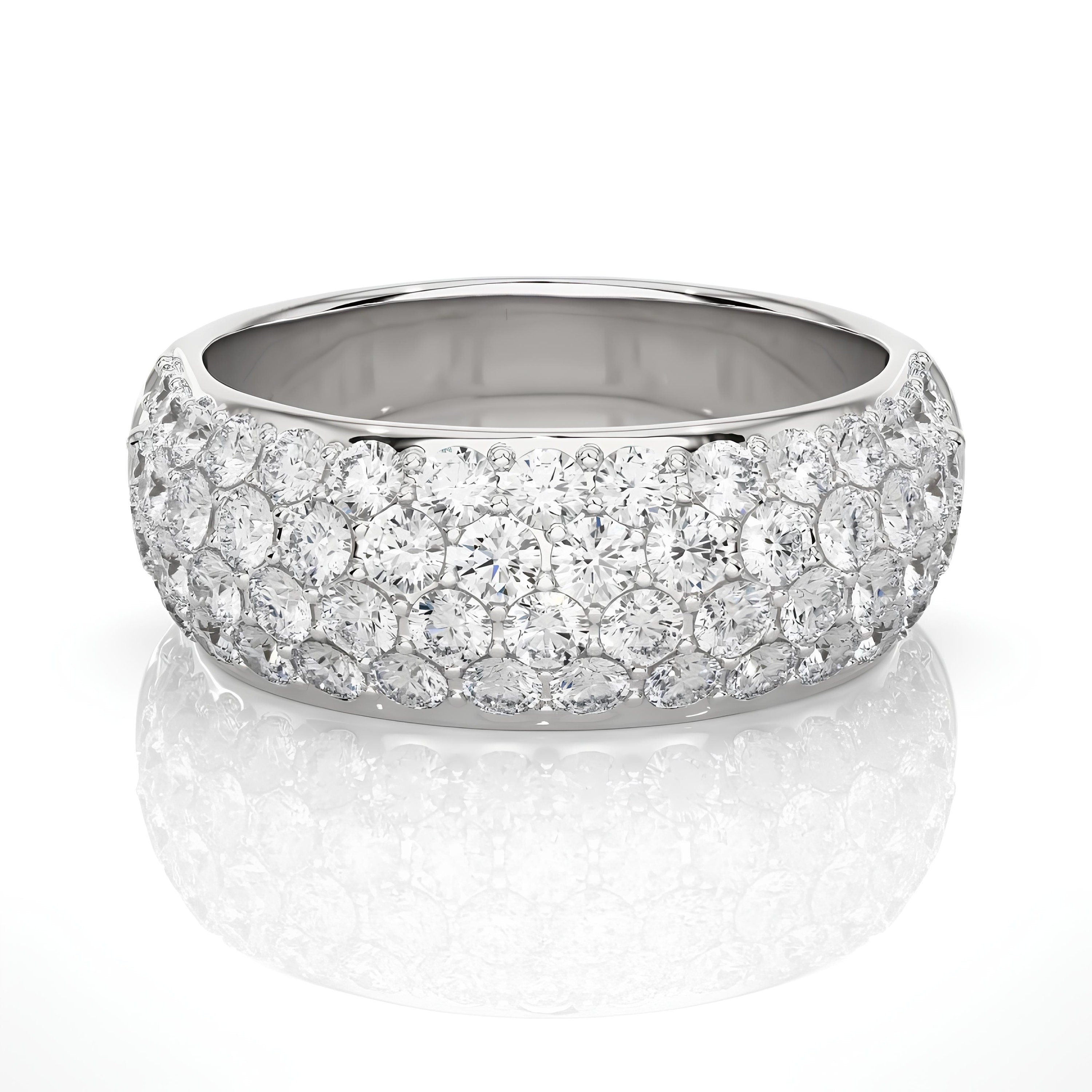 1.90 Carat Lab-Grown Diamond Cluster Eternity Wedding Band – Unique Diamond Ring 14K Gold