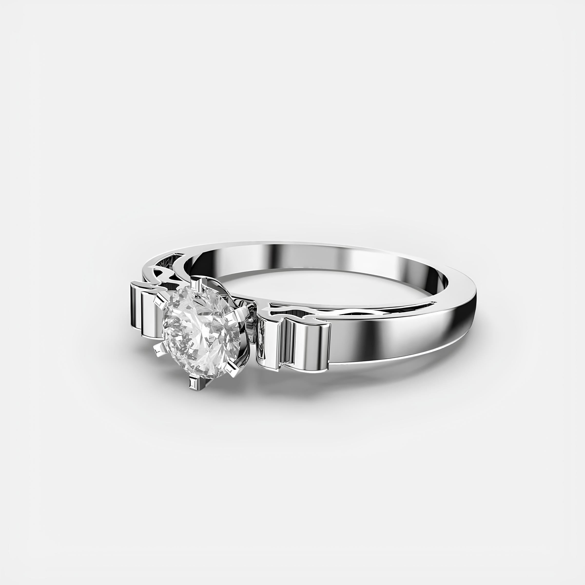 Round Diamond Ring ,Lab Created Diamond ,Wedding Band ,Woman's Engagement Ring ,14K Solid Gold