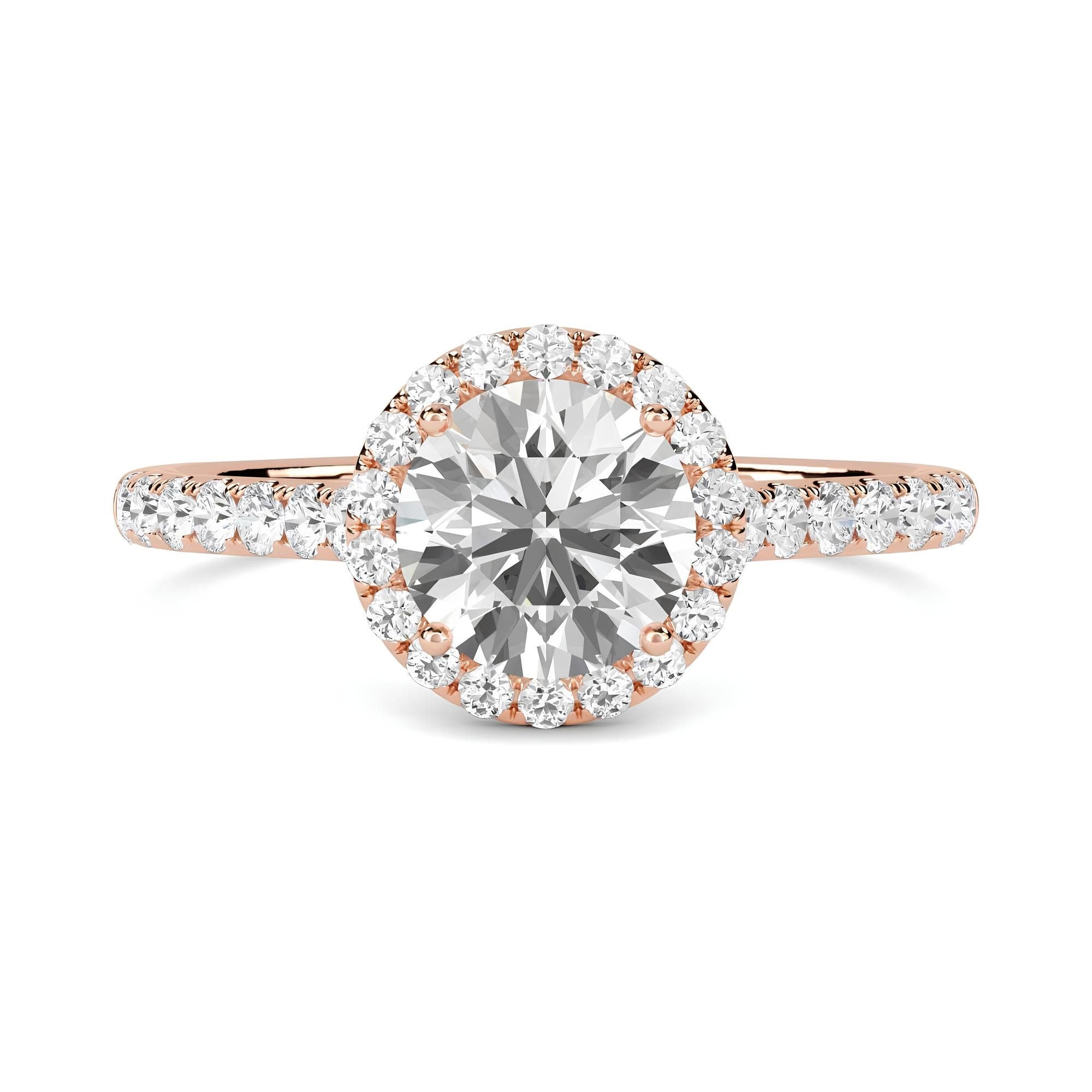 1.00 CT Round Lab-Grown Diamond Halo Engagement Ring EF VS/SI Certified Diamond in 14K Gold