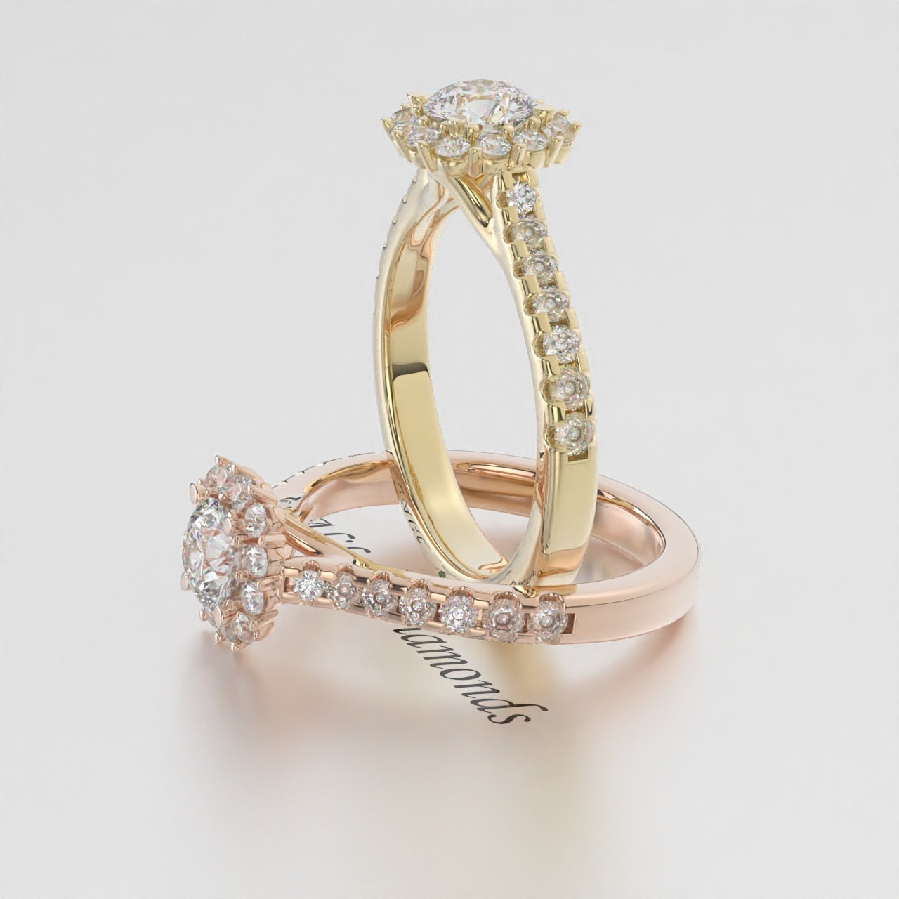 1/4 CT Certified Lab-Grown Diamond Halo Engagement Ring – EF VS/SI Diamond Wedding or Anniversary Ring for Women in 14K Gold