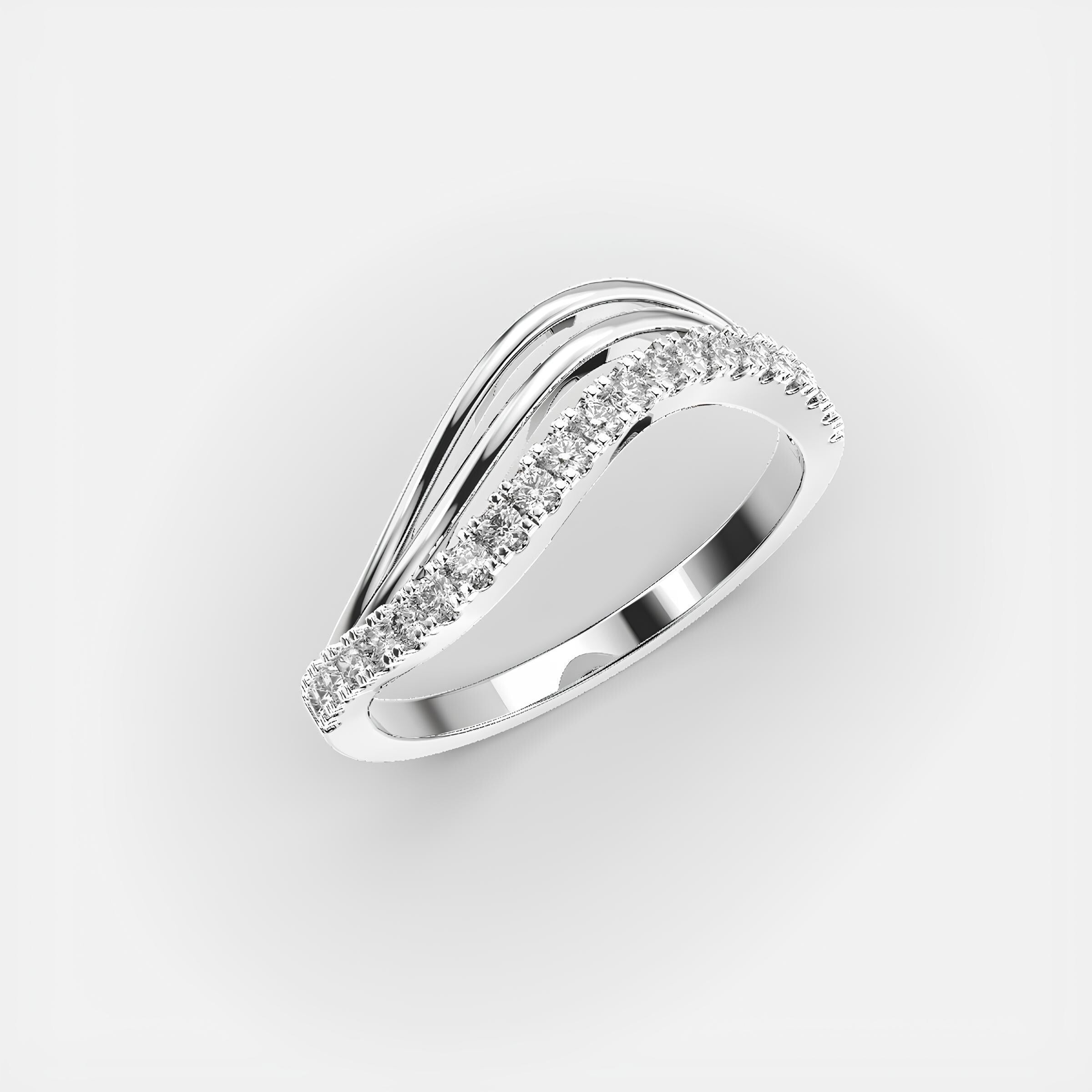 Round EF VS/SI Lab-Created Diamond Half Eternity Wedding Band – 14K Solid Gold