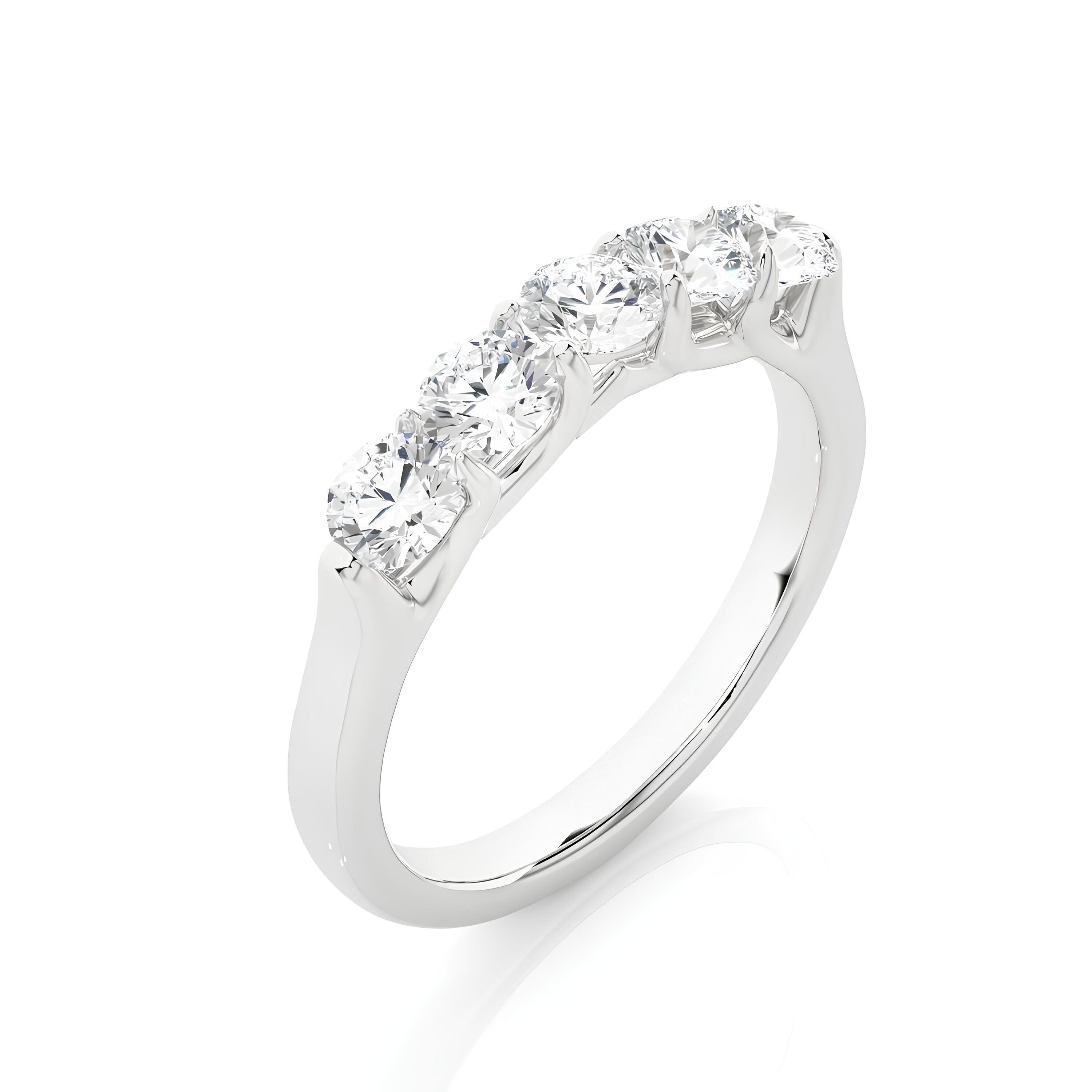 14K Gold 5-Stone Prong-Set VS/SI Diamond Wedding Band – 1.00 CTW Women's Anniversary Ring, Bridal Jewelry, Engagement or Stacking Ring