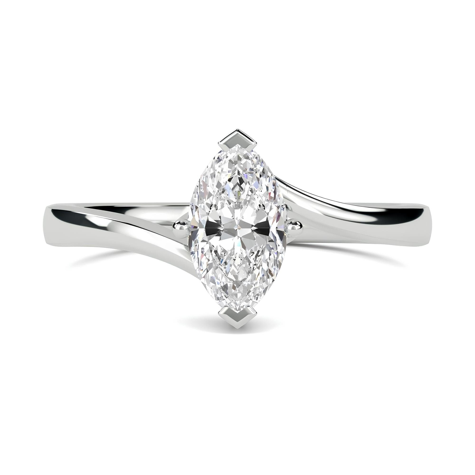 1.00 Ct Marquise Cut Lab-Grown Diamond Solitaire Engagement Ring EF VS/SI Certified Diamond in 14K Gold or Platinum