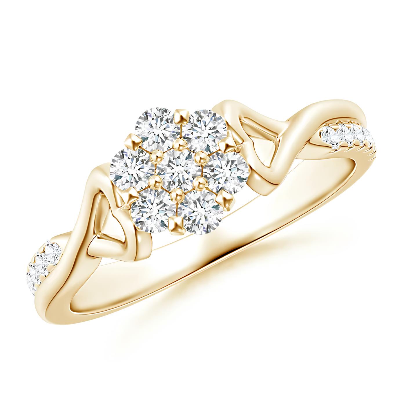 Floral Solitaire Engagement Ring IGI Certified EF VS/SI Lab-Grown Diamond in 14K Gold or Platinum Wedding Ring Gift