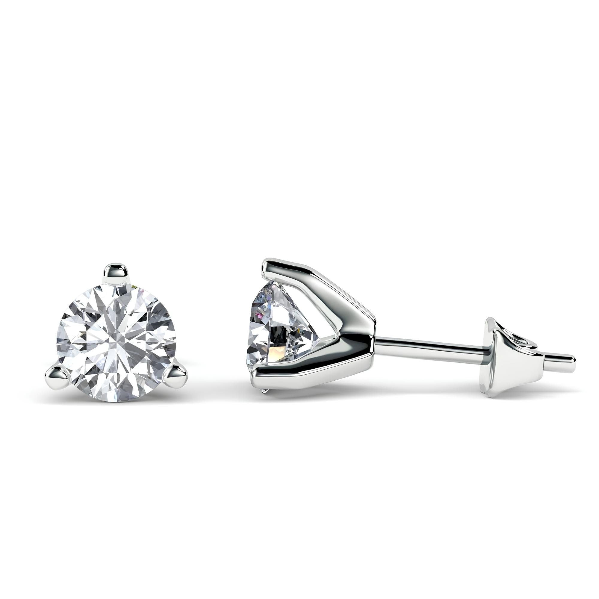 0.25–4.00 Carat Round EF VS/SI Lab-Grown Diamond Martini Stud Earrings 14K Gold