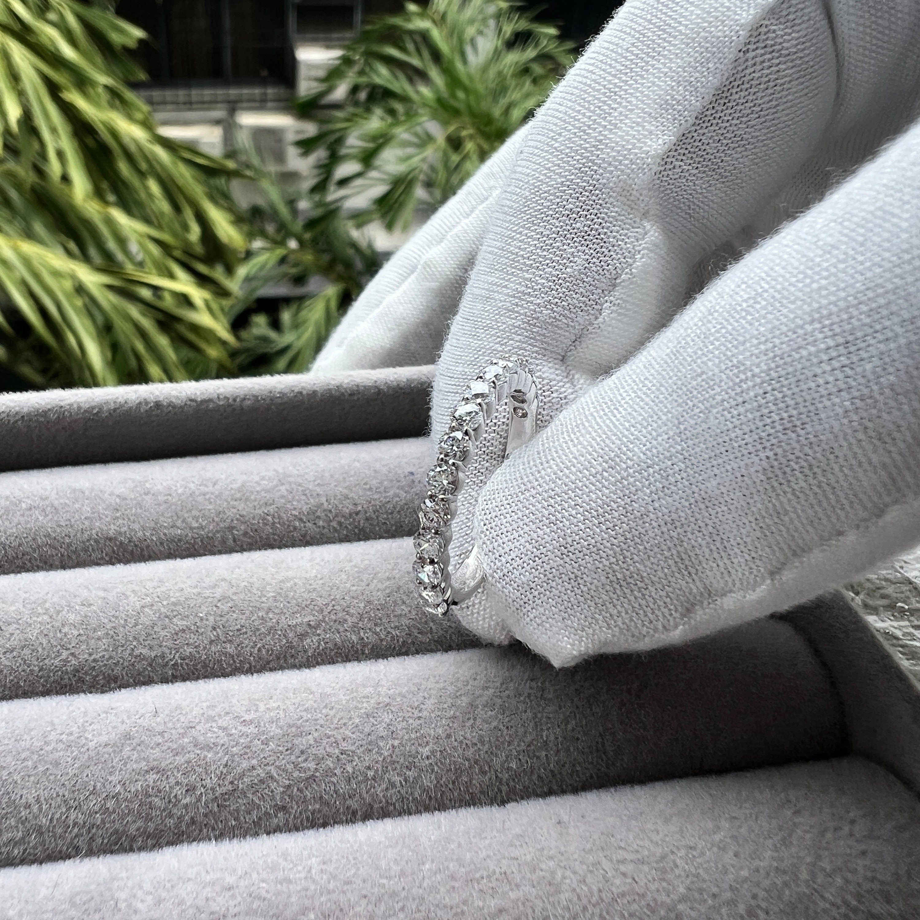 0.90 CT EF VS/SI Lab-Grown Diamond Band – 14K Solid Gold Half Eternity Wedding Band | Stackable, Matching Diamond Ring