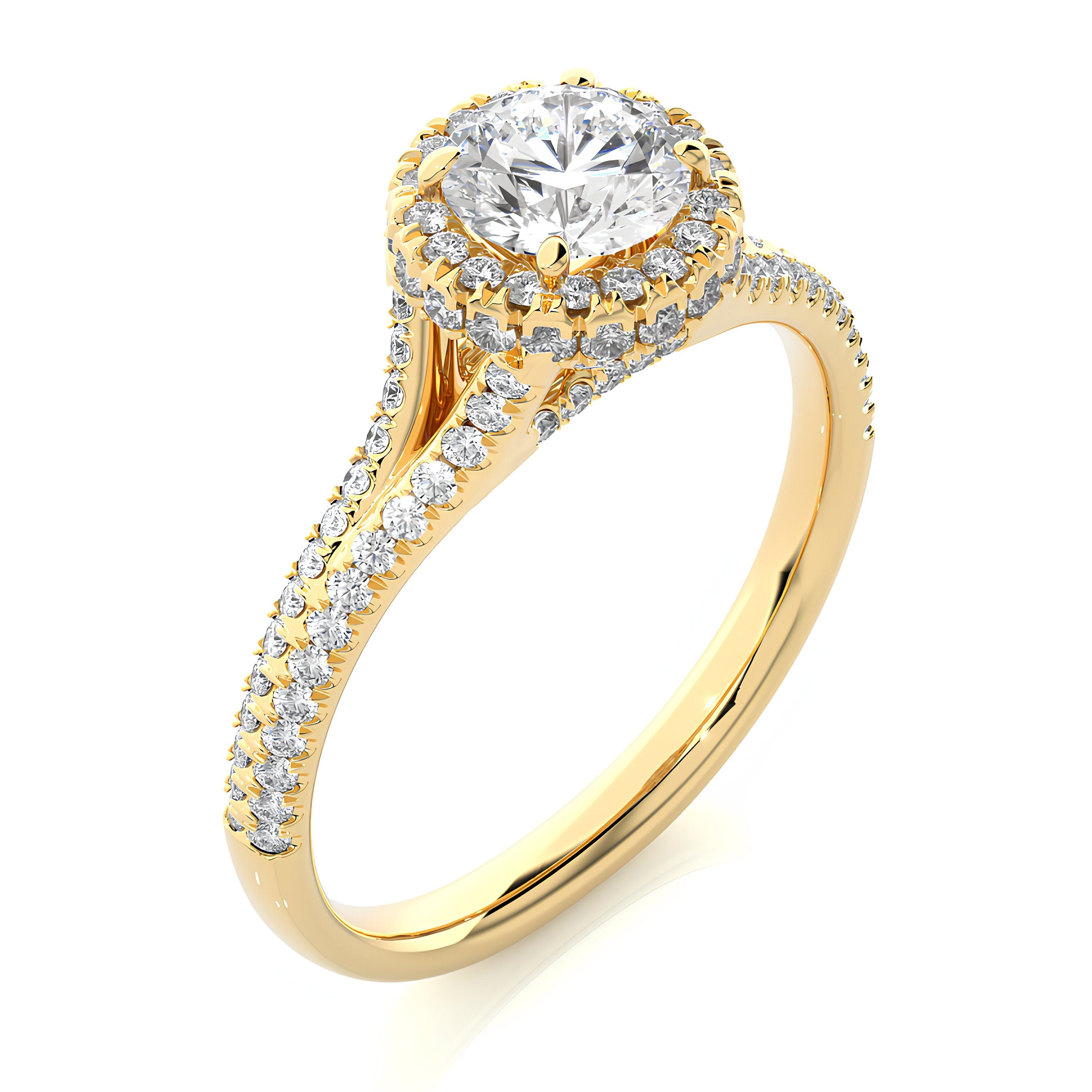 Vintage Wedding Ring 1.00 CT Certified EF VS/SI Lab Grown Diamond Hidden Halo Engagement Ring / 14K Solid Gold Diamond Anniversary Ring / Promise Ring