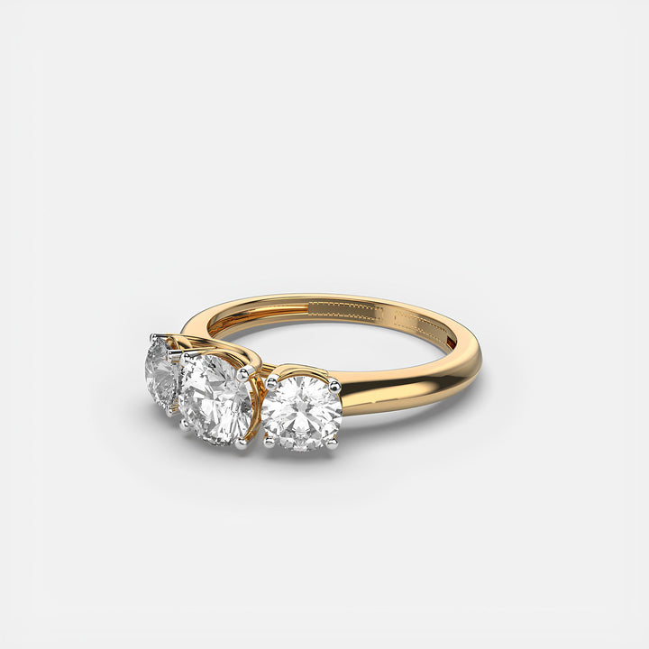 Round Three-Stone Lab-Created Diamond Engagement Ring – Excellent Cut in 14K Gold | Promise or Wedding Ring