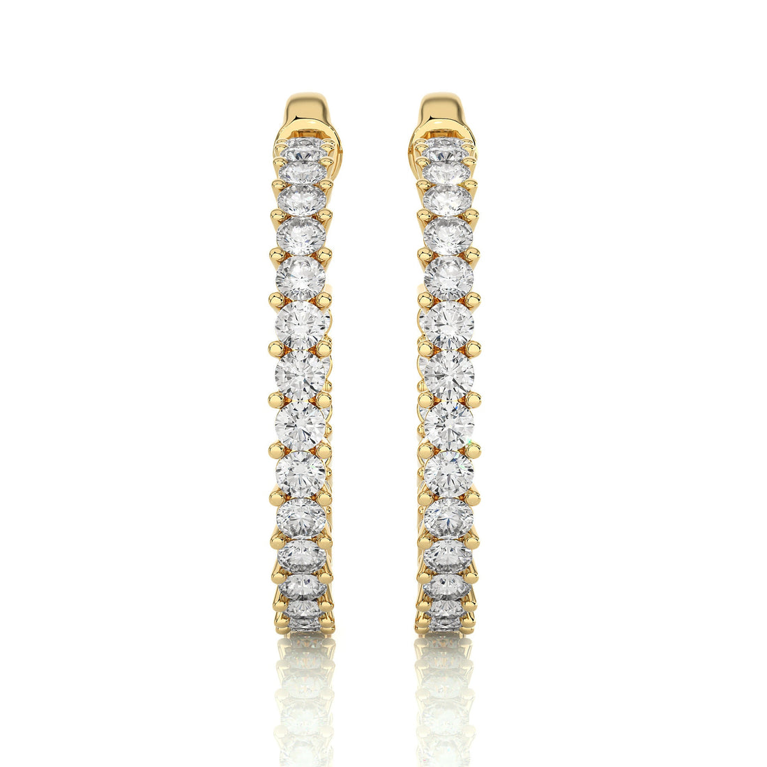 14K Gold Round EF VS/SI Lab-Grown Diamond Half Hoop Earrings Minimalist Prong Setting Design with Ethically Sourced Sparkle.
