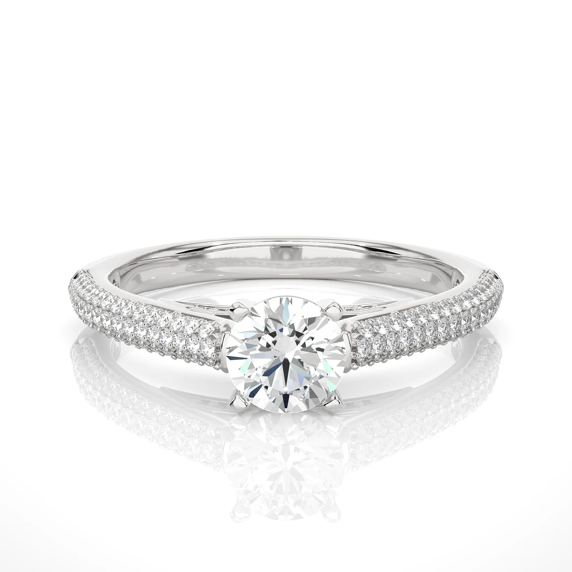 Certified EF VS/SI Lab-Grown Diamond Three-Row Wedding Ring – 0.25 to 2.00 Ct IGI Certified Solitaire Engagement Ring in 14K Gold