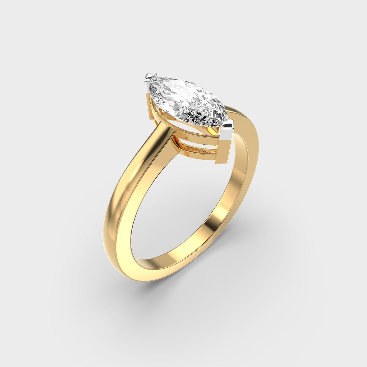 Certified 1.00 CT Marquise Cut EF VS/SI Lab Grown Diamond Engagement Ring 925 Sterling Silver With Vermeil Gold