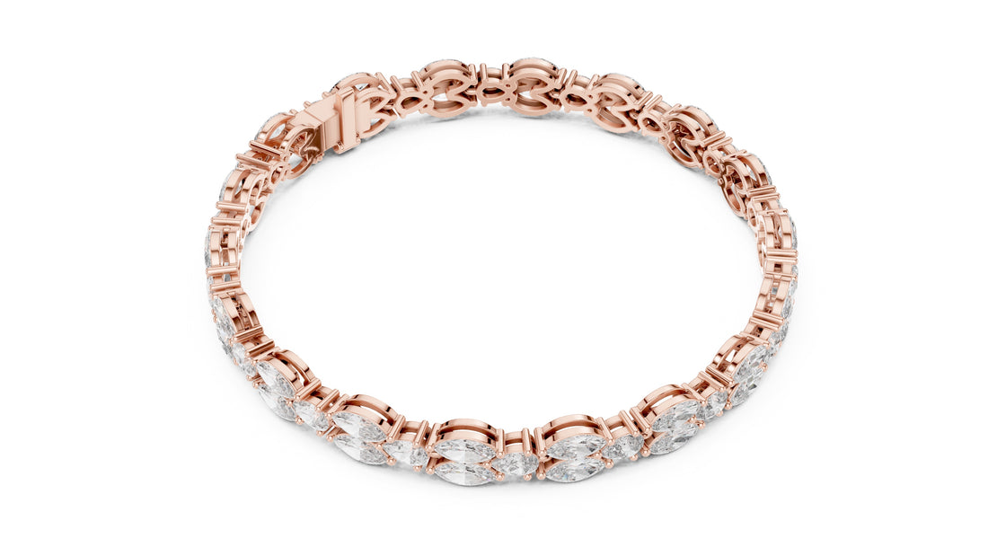 Marquise/Pear Cut Lab Grown Certified Diamond EF VS/SI Tennis Wedding Bracelet For Women's 14K Rose Gold