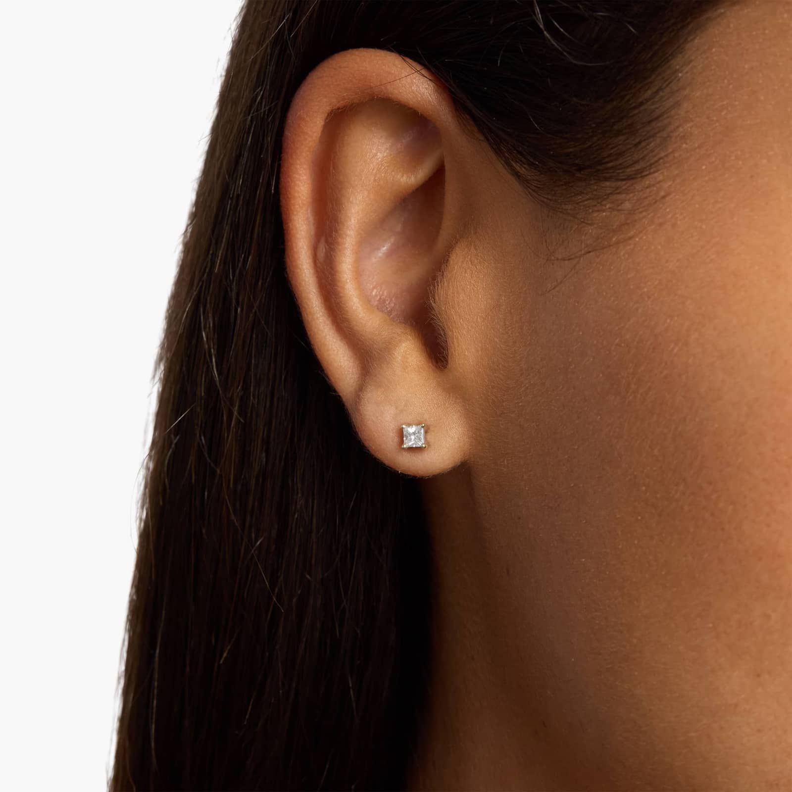 925 Sterling Silver With Vermeil Gold 0.50 CT Princess Cut Certified VS/SI Lab Grown Diamond Stud Earrings