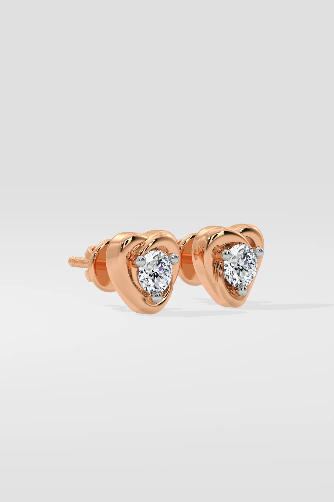 0.50 CT Round Cut Certified VS/SI Lab Grown Diamond Heart Shape Stud Earrings 925 Sterling Silver With Vermeil Gold