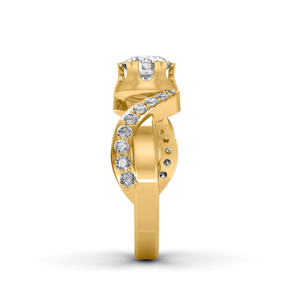925 Sterling Silver With Vermeil Gold Certified 0.68 CT Round Cut EF VS/SI Lab Grown Diamond Engagement Ring
