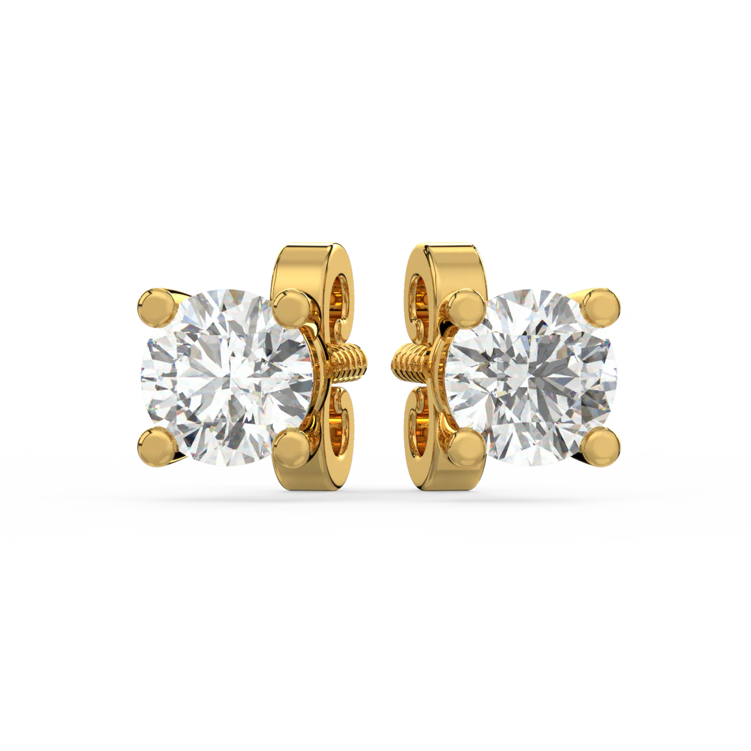 0.50 CT Round Cut Certified VS/SI Lab Grown Diamond Stud Earrings 925 Sterling Silver With Vermeil Gold