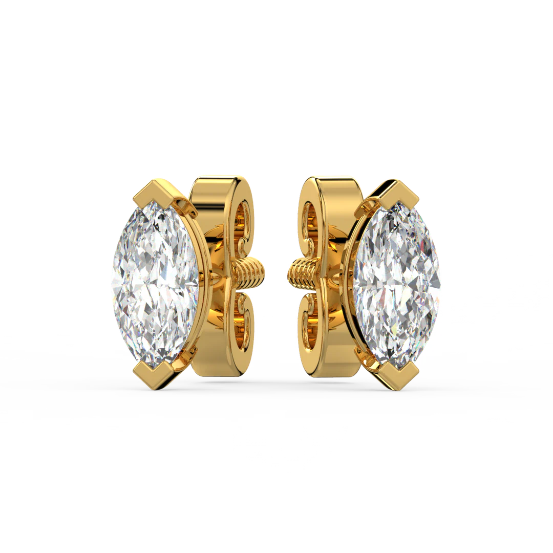 0.50 CT Marquise Cut Certified VS/SI Lab Grown Diamond Stud Earrings 925 Sterling Silver With Vermeil Gold