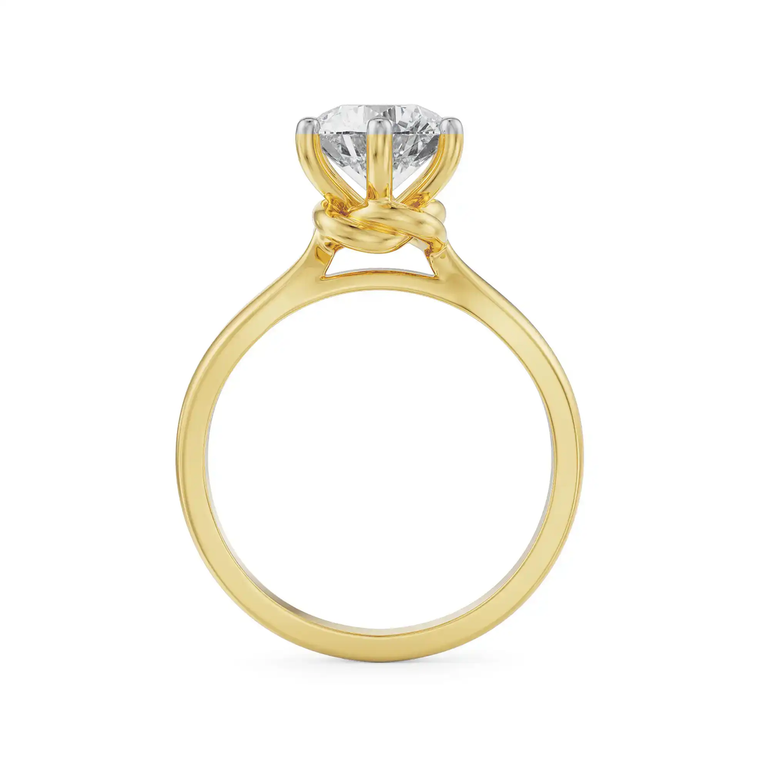 Nordic Gold Engagement Ring Certified 1.00 CT Round Cut EF VS/SI Lab Grown Diamond (Demi-Fine)