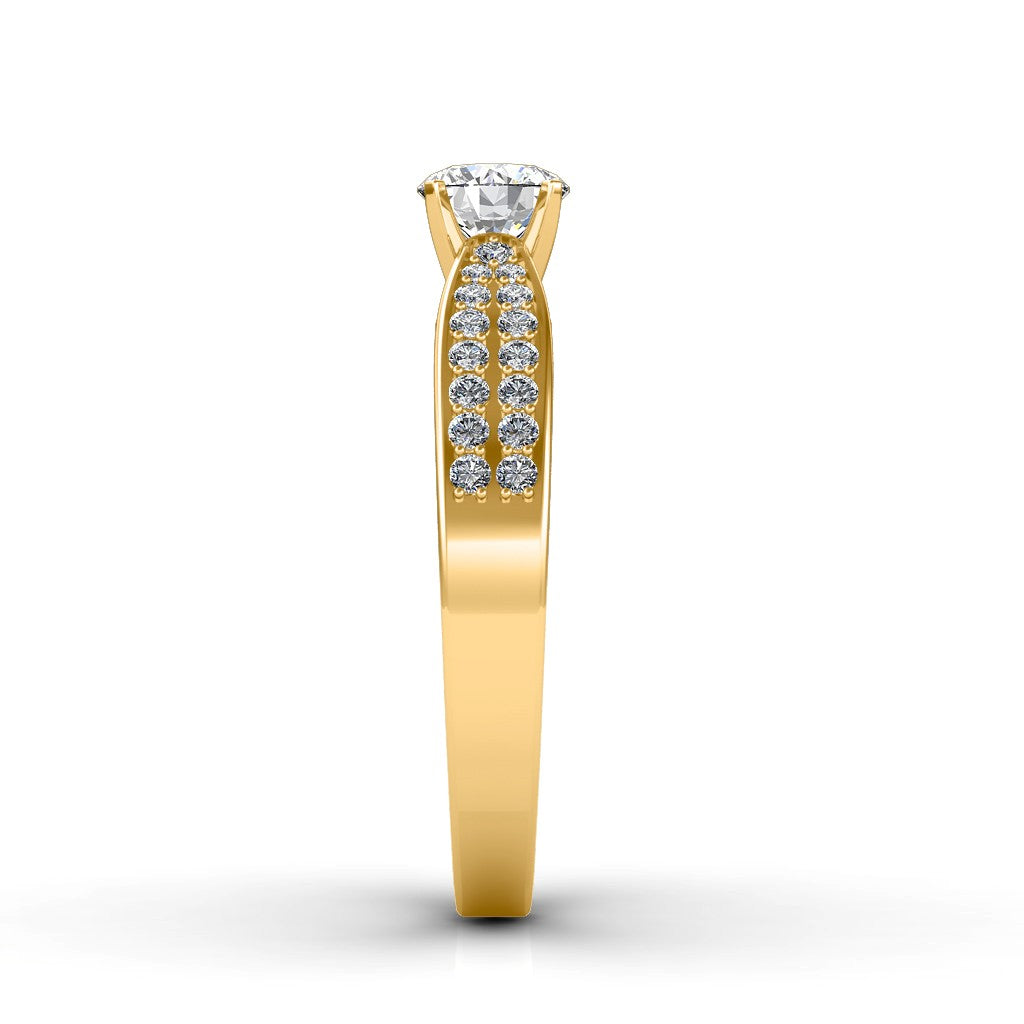 Certified 0.69 CT Round Cut EF VS/SI Lab Grown Diamond Engagement Ring 925 Sterling Silver With Vermeil Gold