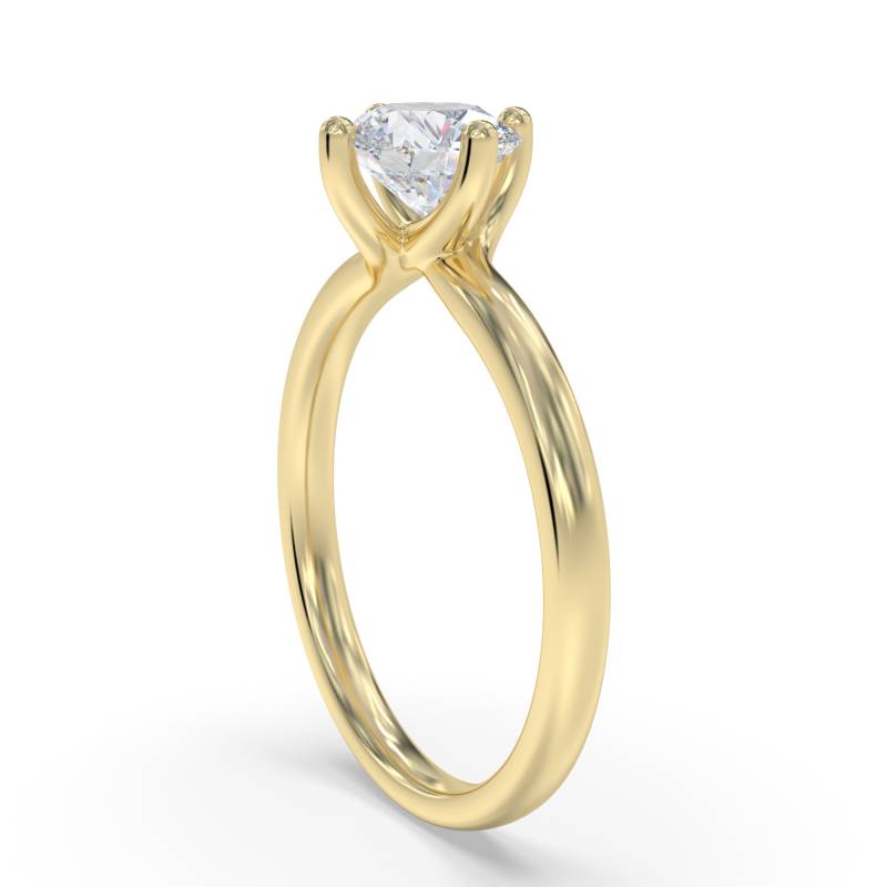 Certified 1.00 CT Round Cut EF VS/SI Lab Grown Diamond 4-Prong Engagement Ring 925 Sterling Silver With Vermeil Gold