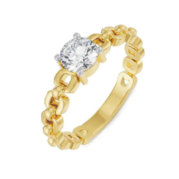 Certified 1.00 CT Round Cut EF VS/SI Lab Grown Diamond Nordic Gold Engagement Ring (Demi-Fine)