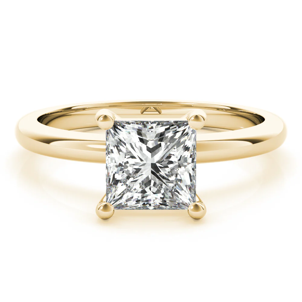 Certified 1.00 CT Princess Cut EF VS/SI Lab Grown Diamond Anniversary Ring 925 Sterling Silver With Vermeil Gold