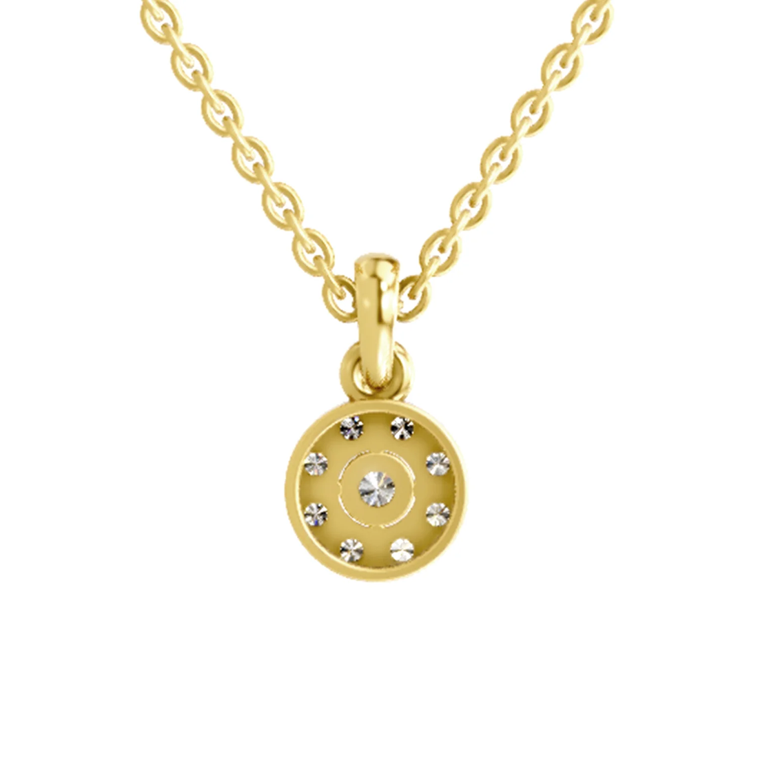 0.78 CT Round Cut EF VS/SI Lab Grown Diamond Cluster Pendant 925 Sterling Silver With Vermeil Gold ( Without Chain )