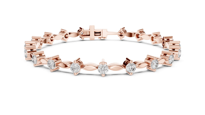 2.09 CT EF VS/SI Lab Grown Certified Round Cut Diamond Tennis Wedding Bracelet For Women's 14K Rose Gold