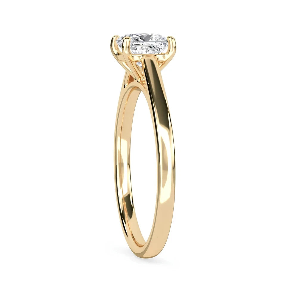 1 CT Princess Cut Certified VS/SI Lab Grown Diamond Engagement Ring  925 Sterling Silver With Vermeil Gold