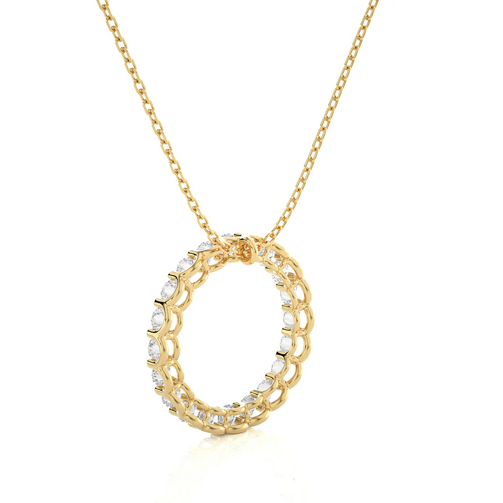 0.70 CT Round Cut EF VS/SI Lab Grown Diamond Cluster Pendant 925 Sterling Silver With Vermeil Gold ( Without Chain )