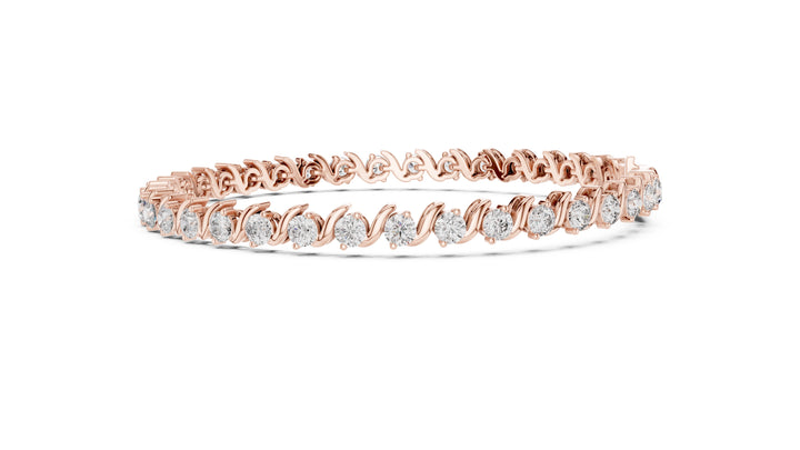 3.6 CT EF VS/SI Lab Grown Round Cut Diamond Tennis Wedding Bracelet For Women's 14K Rose Gold