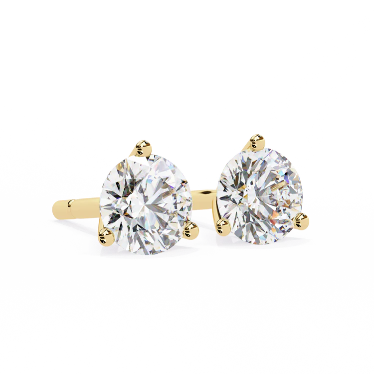1.00 CT Round Cut Certified VS/SI Lab Grown Diamond Stud Earrings 925 Sterling Silver With Vermeil Gold