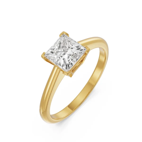Certified Princess Cut 1.00 CT EF VS/SI Lab Grown Diamond Women's Anniversary Ring 925 Sterling Silver With Vermeil Gold