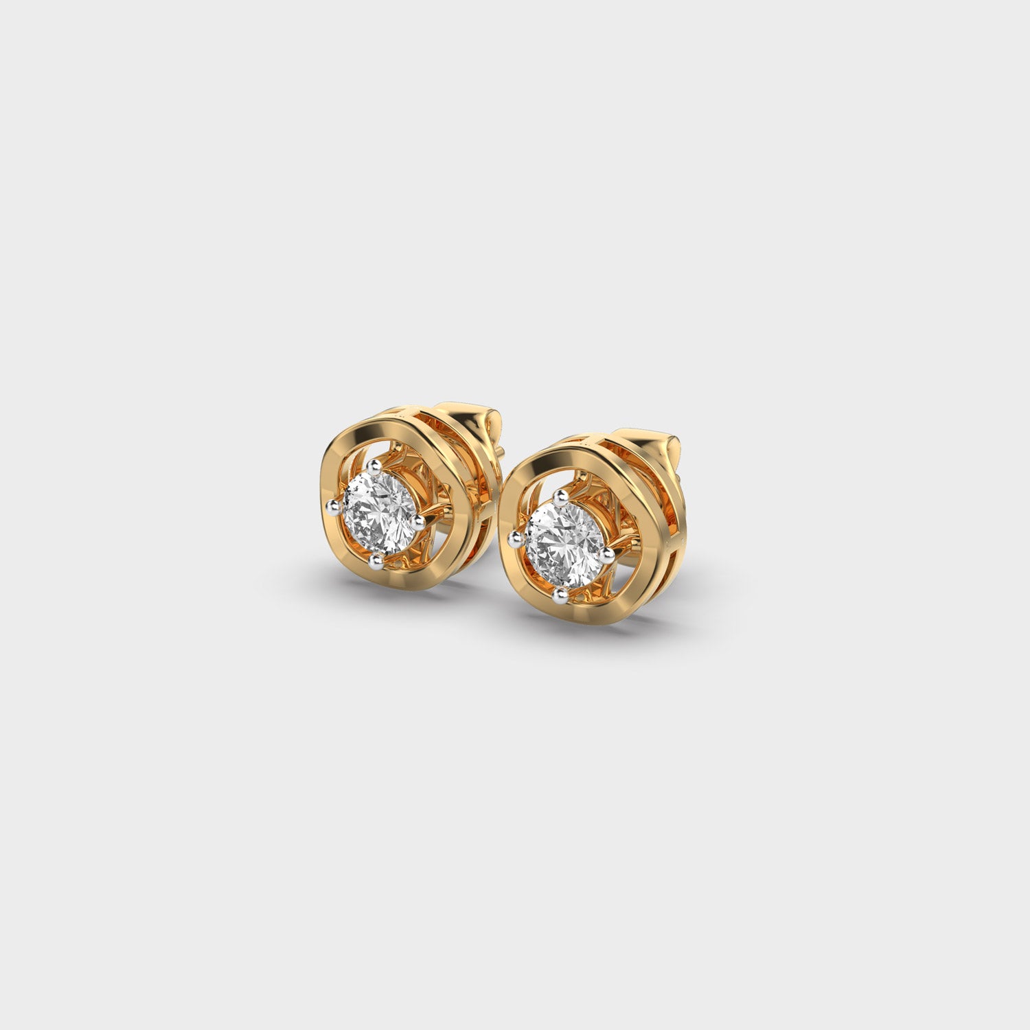 1.00 CT Round Cut Certified VS/SI Lab Grown Diamond Women's Stud Earrings 925 Sterling Silver With Vermeil Gold