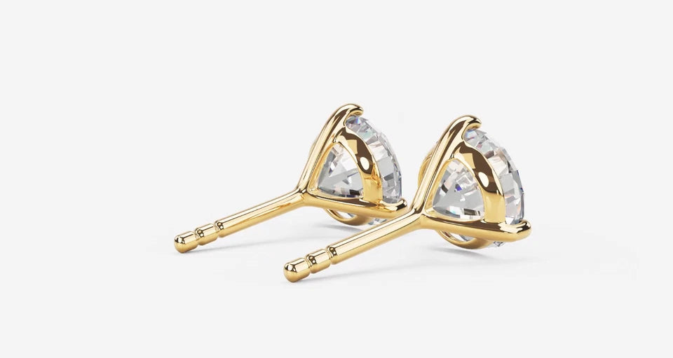 Women's Stud Earrings 1 CT Certified EF VS/SI Lab Grown Diamond 925 Sterling Silver With Vermeil Gold