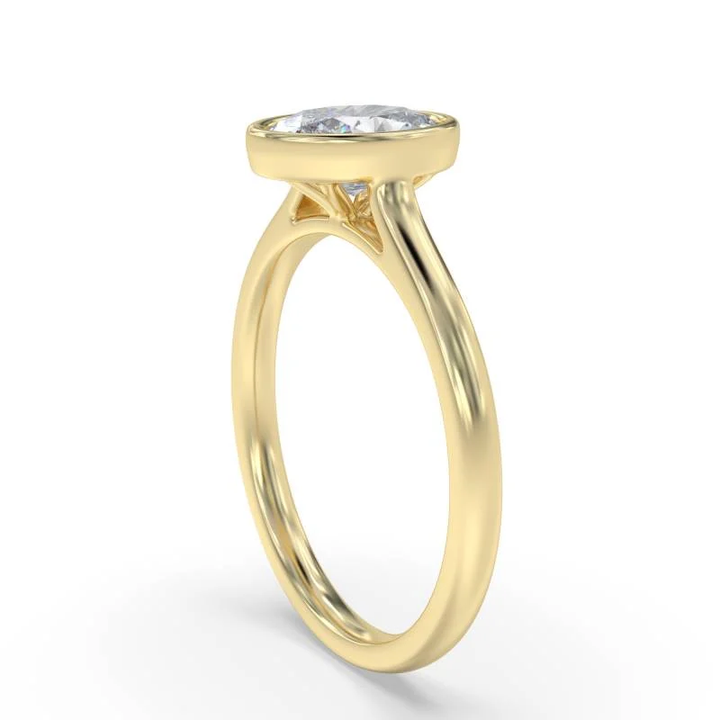 Certified 1.00 CT Oval Cut EF VS/SI Lab Grown Diamond Nordic Gold Bezel Set Engagement Ring (Demi -Fine)