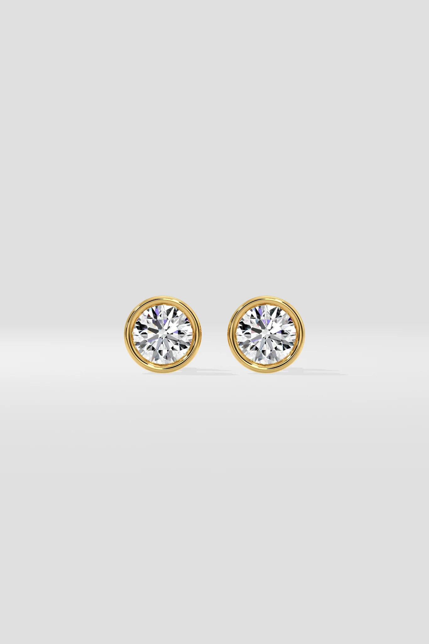 925 Sterling Silver With Vermeil Gold 0.50 CT Round Cut Certified VS/SI Lab Grown Diamond Bezel Set Stud Earrings