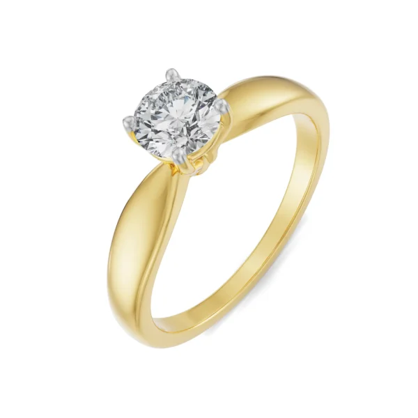 Certified 1.00 CT Round Cut EF VS/SI Lab Grown Diamond Engagement Ring 925 Sterling Silver With Vermeil Gold