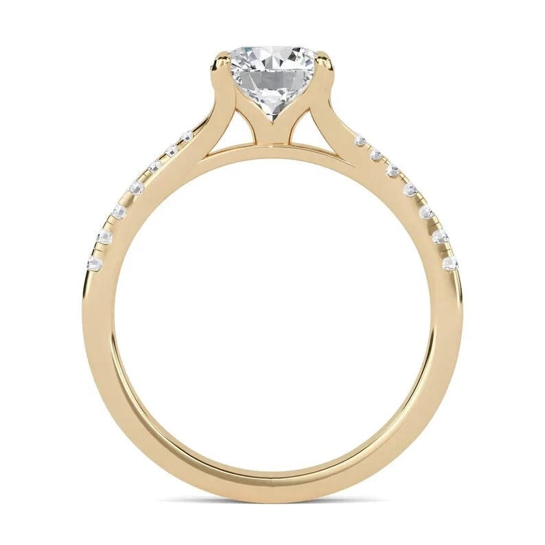 Certified 1.14 CT EF VS/SI Lab Grown Diamond Women's Ring 925 Sterling Silver With Vermeil Gold