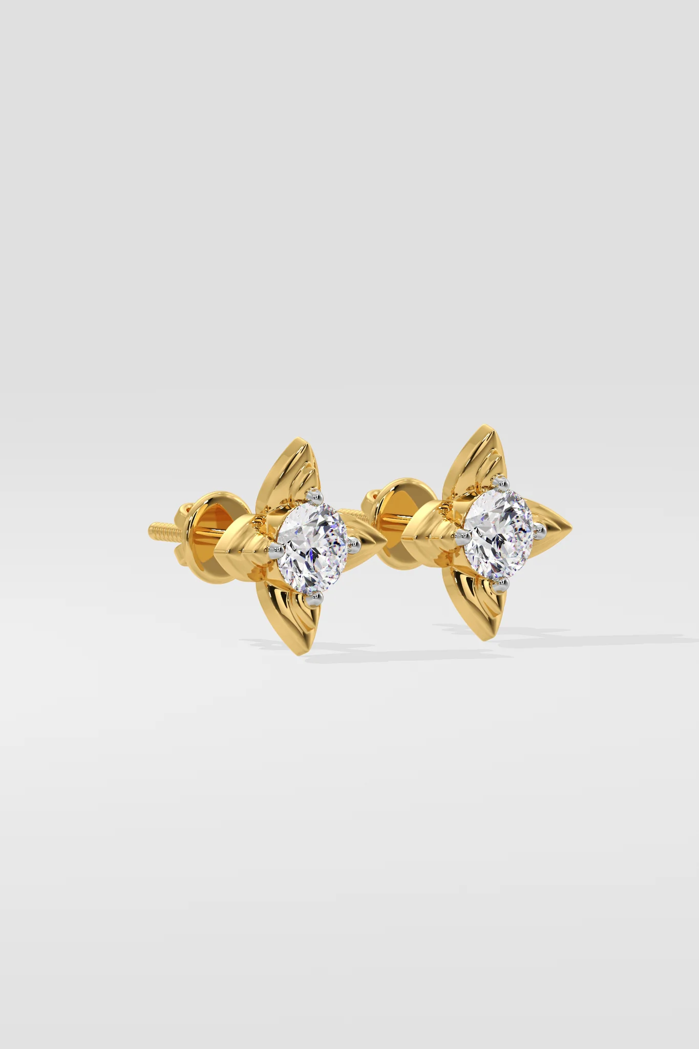 0.50 CT Round Cut Certified VS/SI Lab Grown Diamond Flower Stud Earrings 925 Sterling Silver With Vermeil Gold