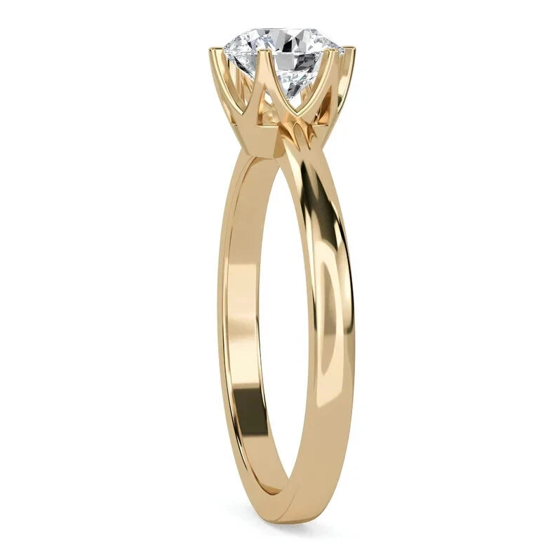 Certified 1.00 CT EF Lab Grown Diamond Women's Engagement Ring 925 Sterling Silver With Vermeil Gold