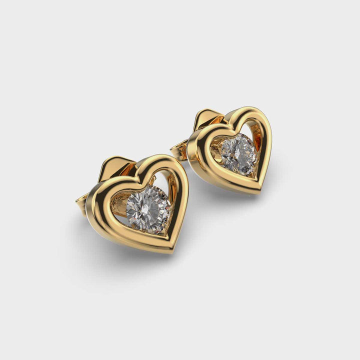 1.00 CT Round Cut Heart Shape Certified VS/SI Lab Grown Diamond Nordic Gold Stud Earrings (Demi-Fine)